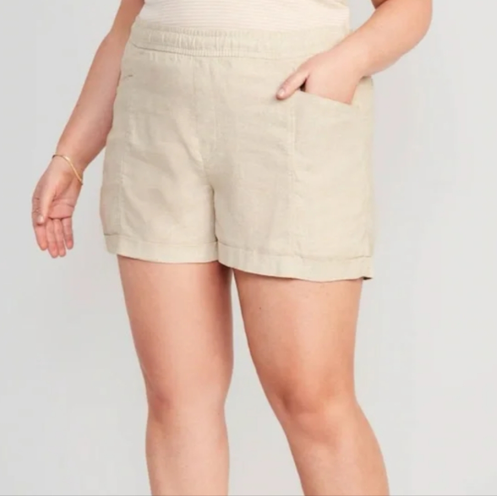 NWT Old Navy High Waisted Linen Shorts In Natural Size XXL